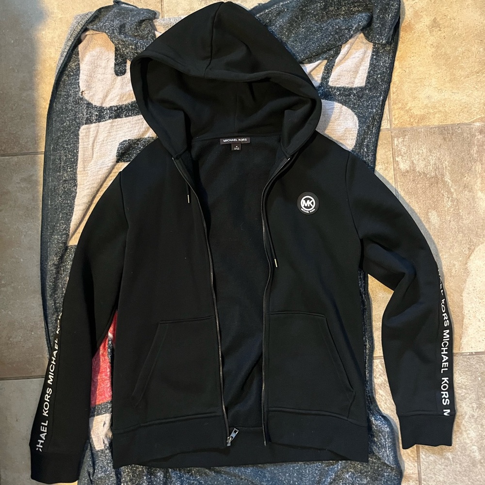 Michael Kors Black Hoodie with White MK Emblem